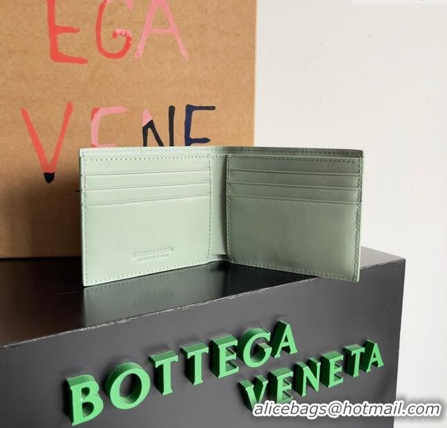 Reasonable Price Bottega Veneta Cassette Bi-Fold Wallet in Intreccio Calfskin Leather 649603 Travertine Green 2024