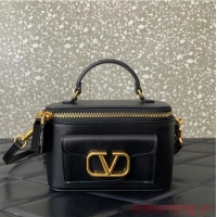 Grade Quality VALENTINO Mini LOCO calfskin box bag HT098 BLACK