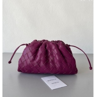 Best Luxury Bottega Veneta Mini Pouch Bag in Wide Intrecciato Leather 585852 Dark Purple 2023