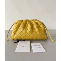 Affordable Price Bottega Veneta Mini Pouch Bag in Wide Intrecciato Leather 585852 Yellow 2023