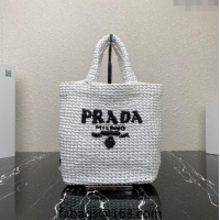 Buy Inexpensive Prada Small Crochet Tote bag 1BG422 White 2023