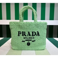 Buy Discount Prada Small Crochet Tote bag 1BG422 Light Green 2023