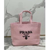 Promotional Prada Large Crochet Raffia-effect Tote Bag 1BG392 Light Pink 2023