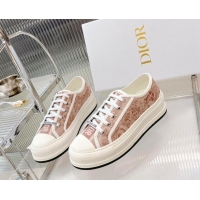 Good Product Dior Walk'n'Dior Platform Sneakers in Pink Toile de Jouy Embroidered Cotton 126020