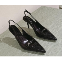 Buy Luxury Dior Slingback Pumps 8.5cm in Cannage Patent Leather with Mini Buckle Black 126030