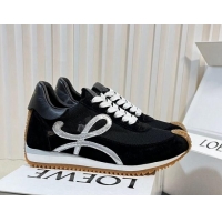 Good Quality Loewe Flow Runner Sneakers in Nylon and Suede Black/Silver 129033