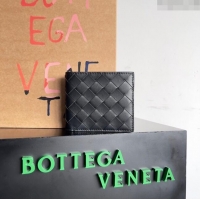 Luxury Discount Bottega Veneta Intrecciato Leather Bi-Fold Wallet 63334 Black 2024