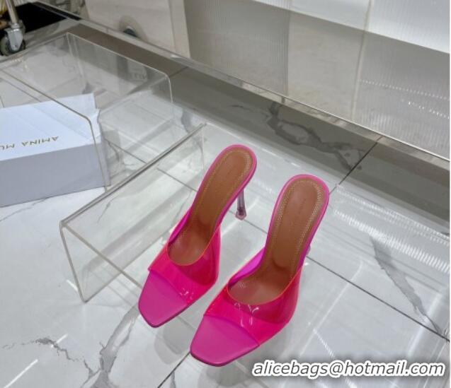 Low Price Amina Muaddi Alexa Glass Slide Sandals 11cm in PVC Dark Pink 228035
