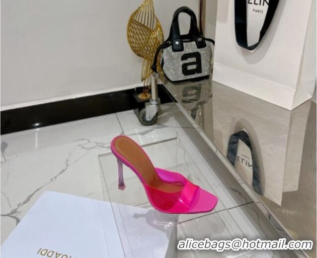 Low Price Amina Muaddi Alexa Glass Slide Sandals 11cm in PVC Dark Pink 228035