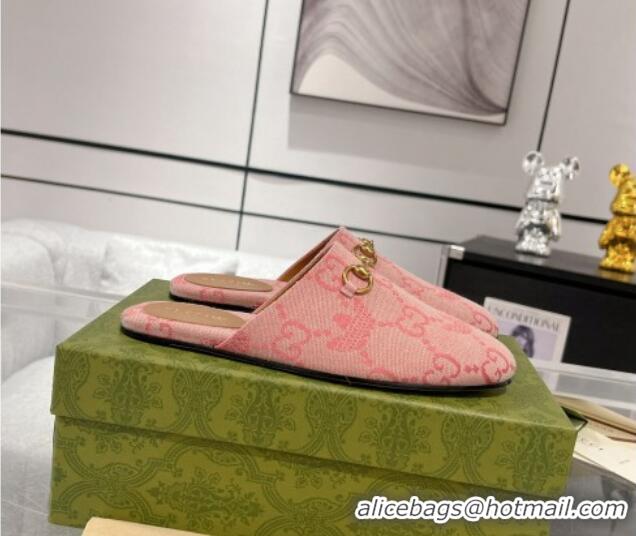 Top Grade Adidas x Gucci GG Canvas Flat Mules with Horsebit Light Pink 127059