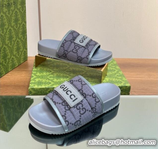 Sumptuous Gucci GG Flat Slide Sandals Grey 0127035