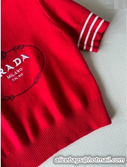 ​Grade Quality Prada Short-sleeved Sweater P022630 Red 2024