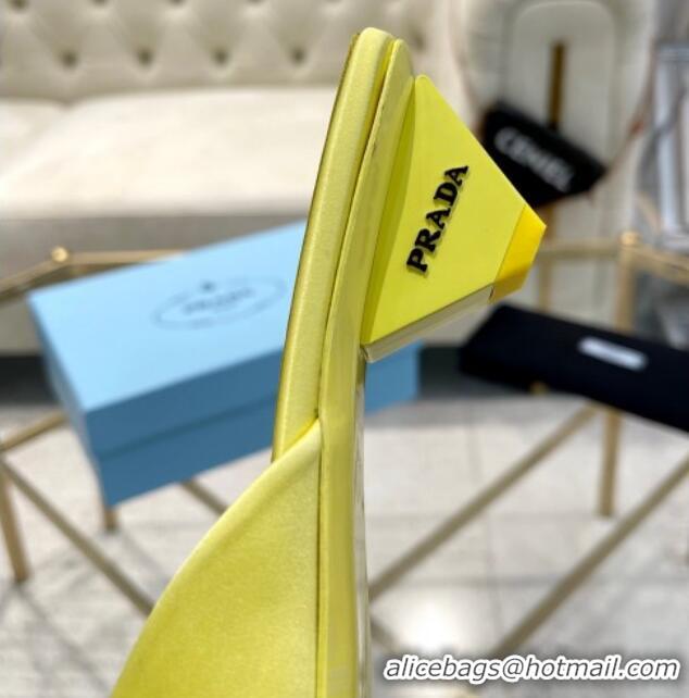 Hot Style Prada Satin Pointed Mules 3.5cm Yellow 228071