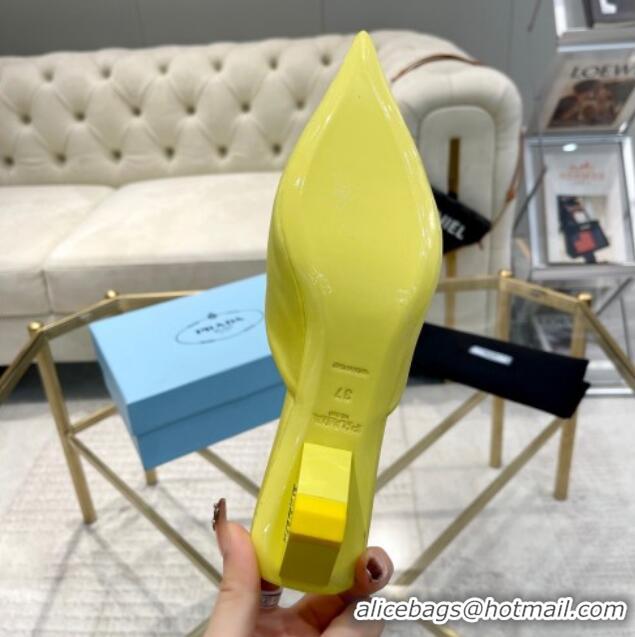 Hot Style Prada Satin Pointed Mules 3.5cm Yellow 228071