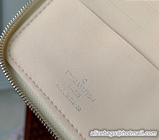 New Fashion Louis Vuitton Mahina Perforated Leather Zippy Compact Wallet M81558 Cream White 2023