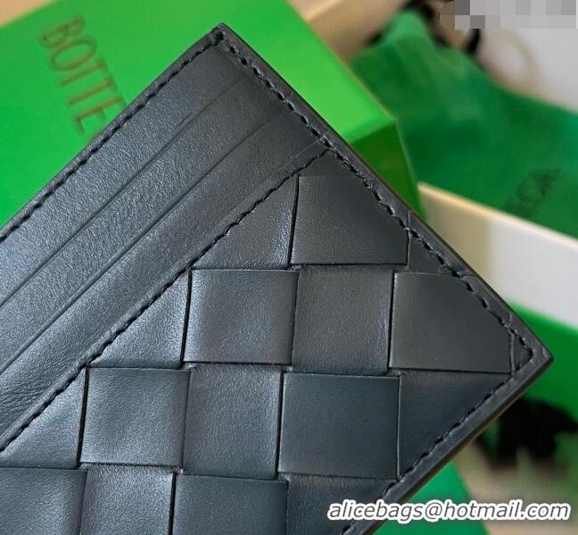 New Grade Bottega Veneta Intrecciato Leather Credit Card Case 731956 Dark Blue 2024