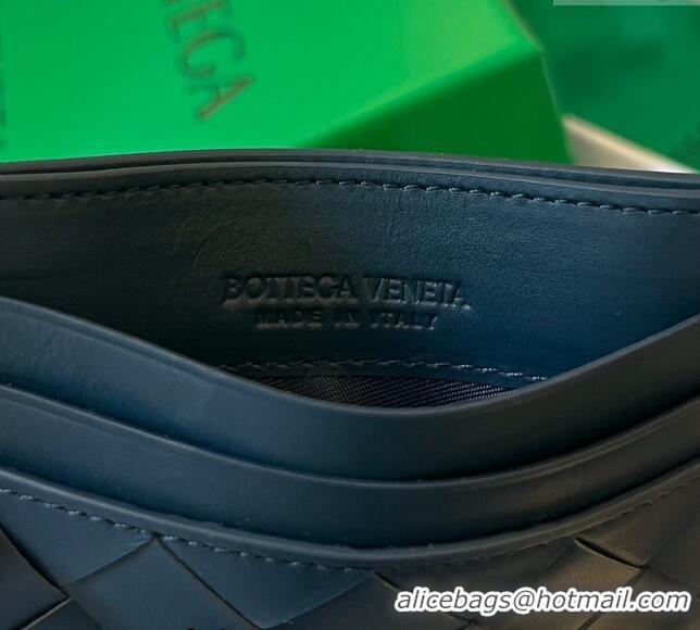 New Grade Bottega Veneta Intrecciato Leather Credit Card Case 731956 Dark Blue 2024