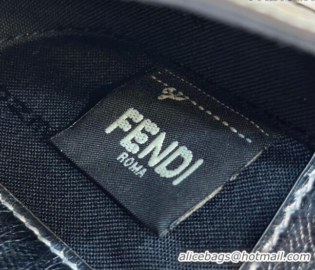 Top Quality Fendi Baguette Bag Phone in FF Lambskin 8620C Silver 2024