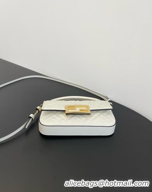 Good Taste Fendi Baguette Phone Bag in Calf Leather F1103 White 2024