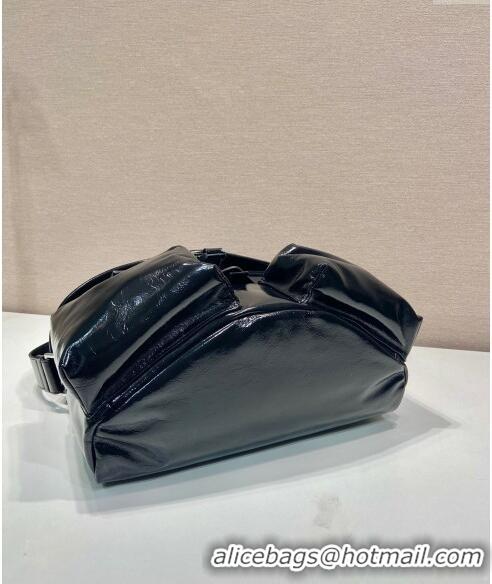 Buy Discount Prada Men's Oil Leather shoulder bag 2VD062 Black 2023
