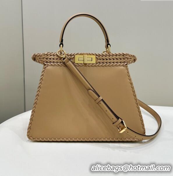 Promotional Fendi Peekaboo ISeeU Medium Bag in Interlaced Leather 80138L Camel 2024 Top