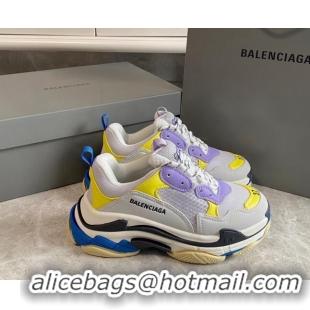 Luxury Cheap Balenciaga Triple S Trainers Sneakers in Leather and Mesh Yellow/Pink 0223046