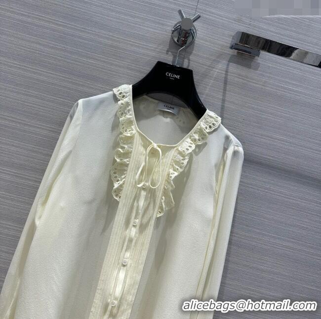 Top Quality Celine Silk Shirt C022308 Beige 2024