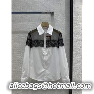 Cheapest Valentino Lace Shirt V030804 White/Black 2024
