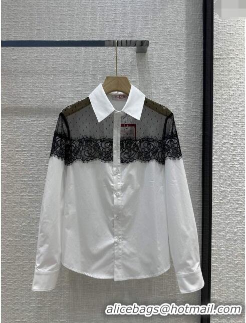 Cheapest Valentino Lace Shirt V030804 White/Black 2024