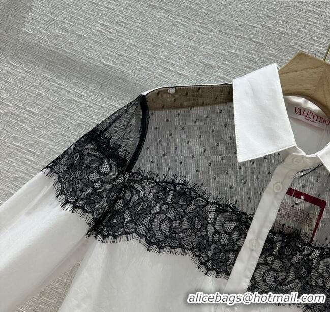 Cheapest Valentino Lace Shirt V030804 White/Black 2024