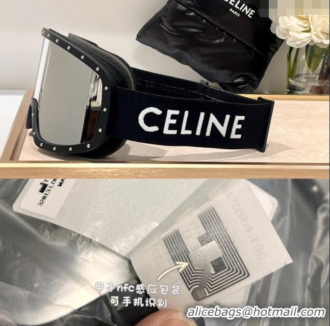 Top Quality Celine Ski Mask in Plastic with Metal Studs & Mirror Lenses CE2901 Black 2023