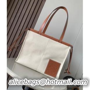 Buy Discount Loewe Cushion Canvas Tote Bag L1062 White/Brown 2023