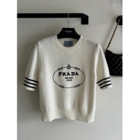 ​Buy New Cheap Prada Short-sleeved Sweater P022629 White 2024