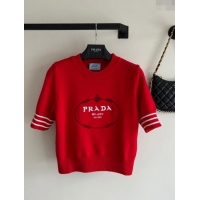 ​Grade Quality Prada Short-sleeved Sweater P022630 Red 2024
