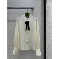 Top Grade Gucci Silk Shirt G022319 Beige 2024