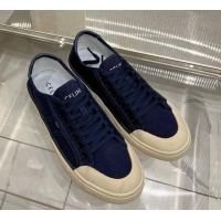 1:1 Celine AS-02 Low Lace-up Alan Sneakers 2.5cm in Canvas Navy Blue 124115