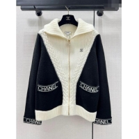 Reasonable Price Chanel Cashmere & Wool Zipped Cardigan CH122534 White/Black 2023