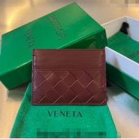 Luxury Cheap Bottega Veneta Intrecciato Leather Credit Card Case 731956 Burgundy 2024