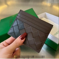 New Fashion Bottega Veneta Intrecciato Leather Credit Card Case 743209 Light brown/Dark green 2024