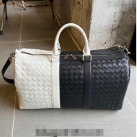 Shop Best Bottega Veneta Intrecciato Leather Medium Intrecciato Duffle Bag 755127 Space Blue/White 2024