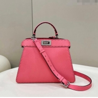 Buy Discount Fendi Peekaboo ISeeU Small Bag in Grained Leather with Oversized topstitching 80133 Pink 2023 top