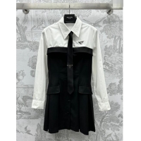 Buy Fashionable Prada Dress with Tie P031306 Black/White 2024