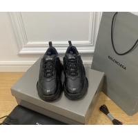 Low Price Balenciaga Triple S Trainers Sneakers in Calf Leather Black 0223043