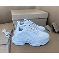 Luxurious Balenciaga Triple S Trainers Sneakers in Calf Leather Signature/Blue 223065