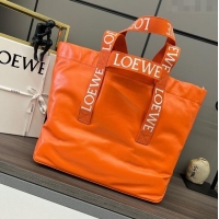 Promotional Loewe Fold Shopper Tote Bag in Paper Calfskin 052301 Orange 2023