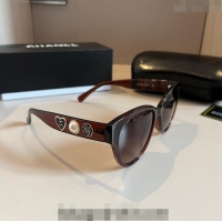 Cheapest Chanel Sunglasses with Heart Charm 0304 Brown 2024