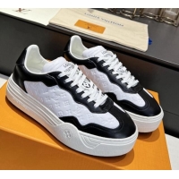 Top Grade Louis Vuitton V Groovy Platform Sneakers in Monogram Leather White/Black 226117