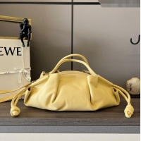 Unique Grade Loewe Medium Paseo Bag in Shiny Nappa Calfskin 062240 Yellow 2023