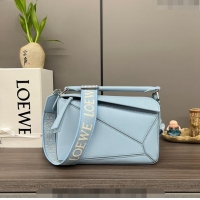 Classic Discount Loewe Small Puzzle bag in satin calfskin 262304 Light Blue 2023