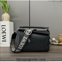 New Fashion Loewe Small Puzzle bag in satin calfskin 262304 Black 2023